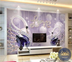 Tranh 3D dán tường phòng khách thiên nga đẹp ai cũng khen tại quận Gò Vấp
