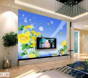Tranh 3D dán tường phòng khách hoa hướng dương đẹp ai cũng khen tại quận Bình Tân