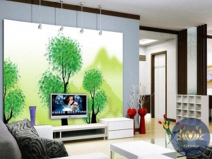 Tranh 3D dán tường phòng khách hoa bồ công anh