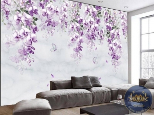 Những mẫu tranh Hoa Lan Tím mộng mơ phòng khách