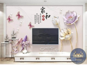 Mẫu Tranh 3D dán tường hoa sen đẹp tuyệt vời khiến bạn không thể rời mắt