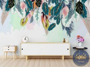 Tranh dán tường 3D Lá Nghệ Thuật đẹp mê ly