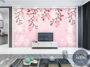 Tranh dán tường 3D phòng khách hoa leo đẹp nhất quận 8