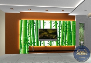 Tranh dán tường 3D rừng trúc nghệ thuật mang đầy tính nghệ thuật vào phòng khách