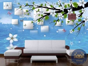 Mẫu tranh phòng khách Cành Hoa Sứ thơm nồng nàng