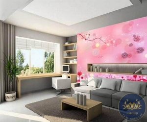Mẫu tranh 3D phòng khách Hoa Bồ Công Anh