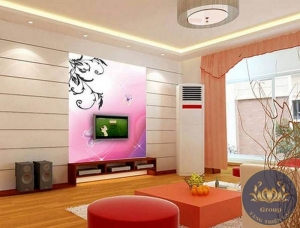 Tranh 3D phòng khách nền Hoa Hồng nhẹ nhàng