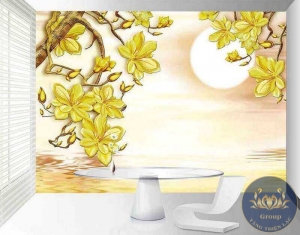 Tranh 3D phòng khách Hoa Mai Vàng