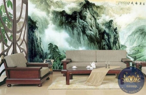 Tranh 3D phòng khách vạn lý trường thành đẹp tuyệt vời khiến ai cũng trầm trồ