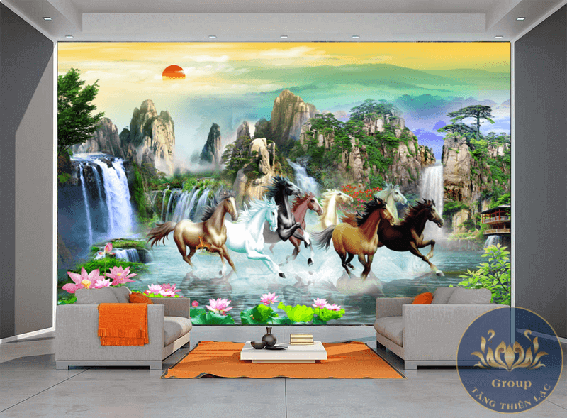 Tranh dán tường 3D mã đáo thành công mang lại thành công cho gia chủ