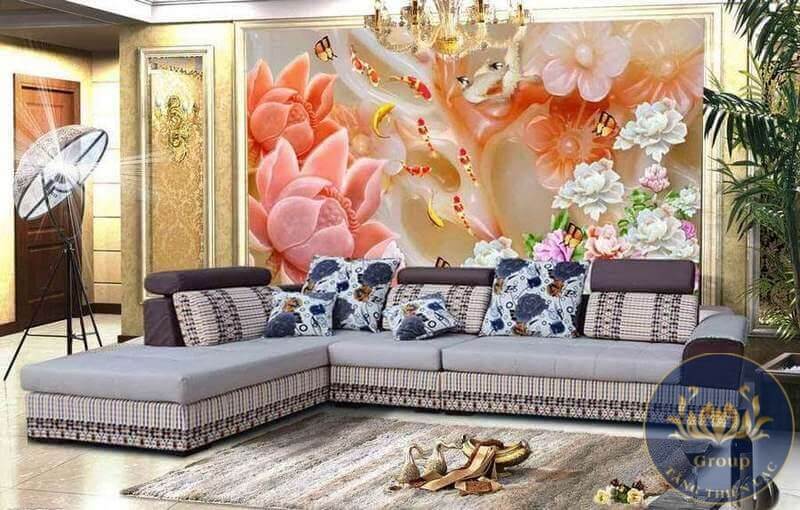 999 Mẫu Tranh 3D dán tường hoa sen ngọc bích đẹp tuyệt vời khiến bạn không thể rời mắt