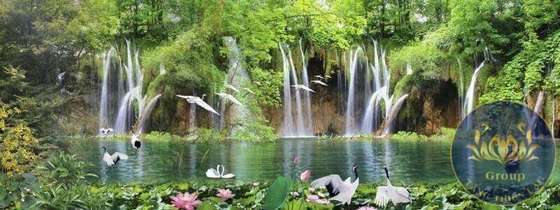 Tranh thác nước hữu tình đẹp