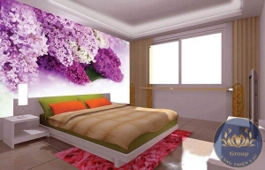 Tranh Phòng Tranh Phòng Ngủ Vợ Chồng Hoa Tím mộng mơ
