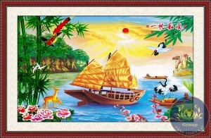 Top 99 bức Tranh dán tường 3D Thuận buồm xuôi gió sơn thủy