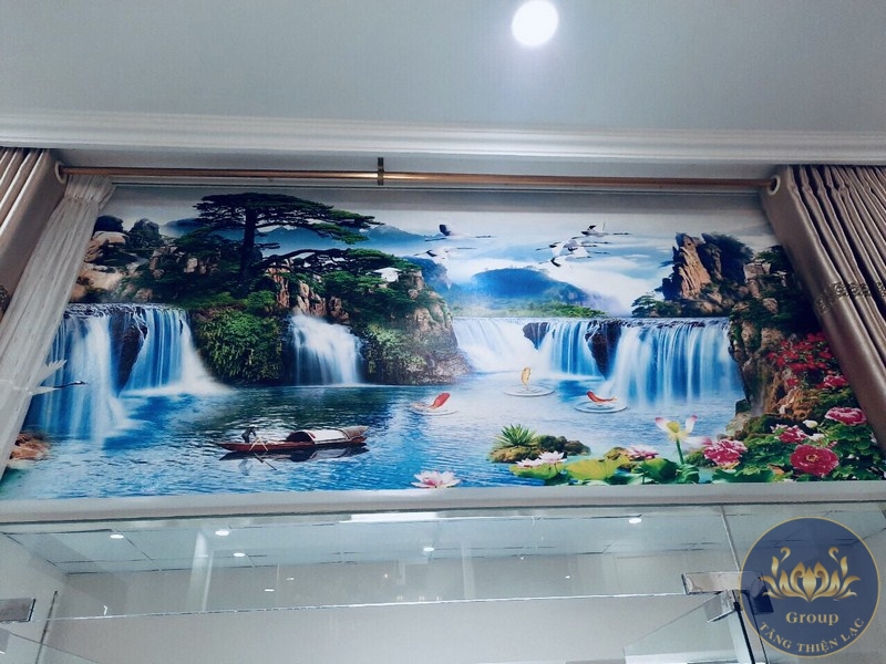 Thi công Tranh 5D, Giấy dán tường 3D phòng khách ở Tân Phú