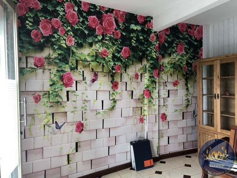 Thi công Tranh 5D, Giấy dán tường 3D phòng khách tại Ninh Kiều