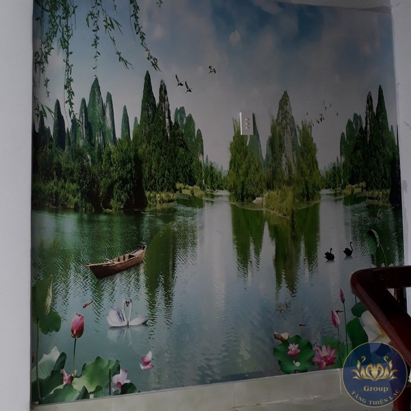 Thi công Tranh 5D, Giấy dán tường 3D phòng khách tại Vĩnh Hưng