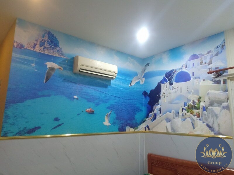 Thi công Tranh 5D, Giấy dán tường 3D phòng khách ở Gò Công Đông