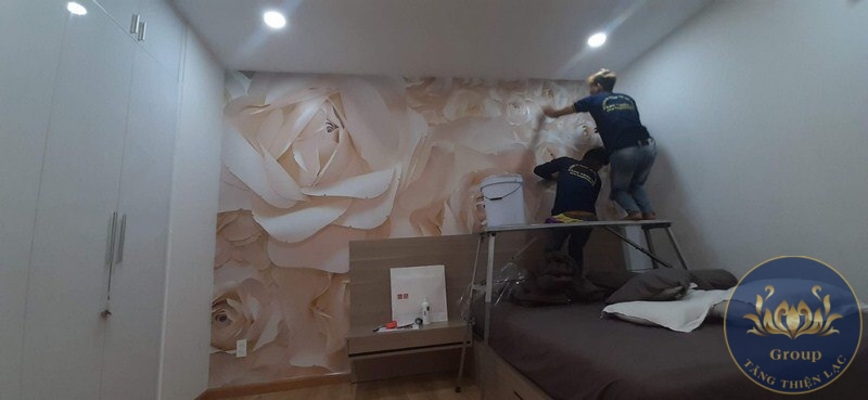 Thi công Tranh 5D, Giấy dán tường 3D phòng ngủ ở Vũng Liêm