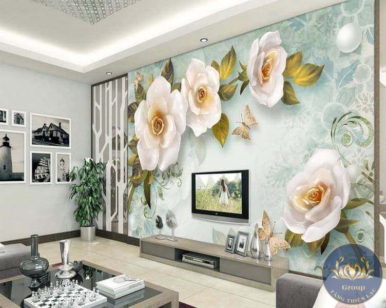 Tranh 5D, Giấy dán tường 3D phòng khách khu vực Long Khánh