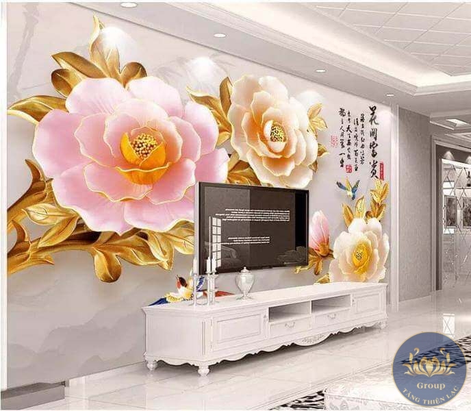 Tranh 5D, Giấy dán tường 3D phòng khách tại Ô Môn