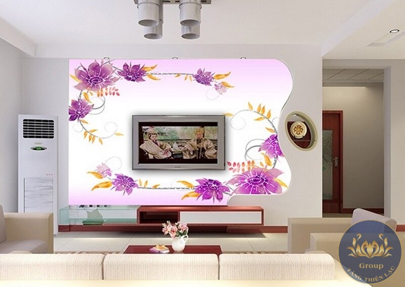 Tranh 5D, Giấy dán tường 3D phòng khách Chung Cư 