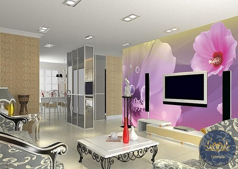 Tranh 5D, Giấy dán tường 3D phòng khách Chung Cư 
