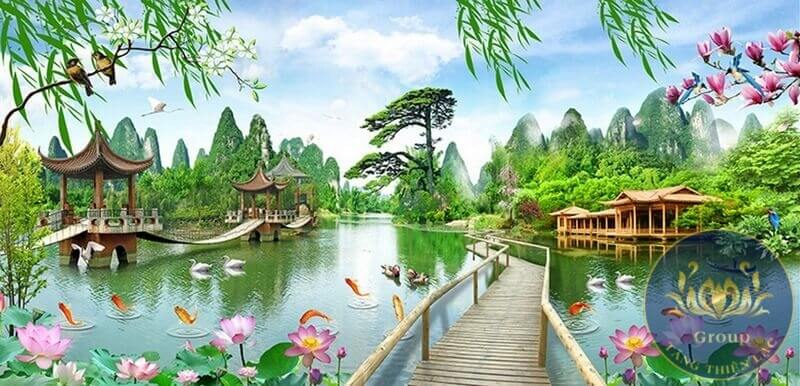 Tranh sơn thủy đẹp sang trọng